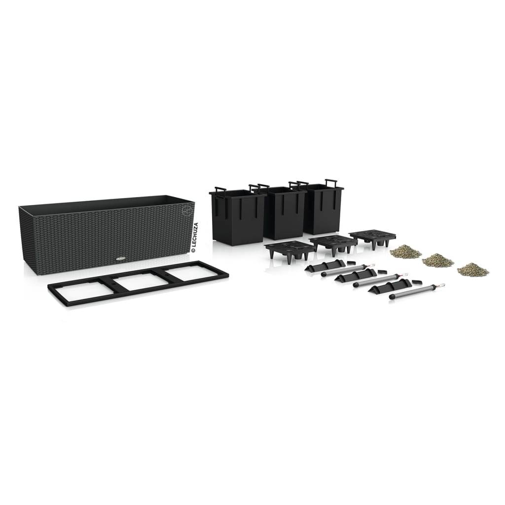 LECHUZA Jardinière - Trio Cottage 30 - 100 x 32,5 x 34,5 cm - 42 L - Compleet Kit - Graniet-2