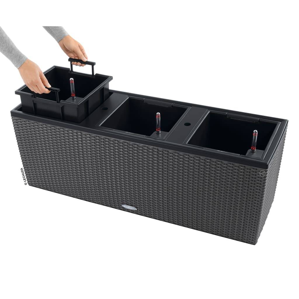 LECHUZA Jardinière - Trio Cottage 30 - 100 x 32,5 x 34,5 cm - 42 L - Compleet Kit - Graniet-4