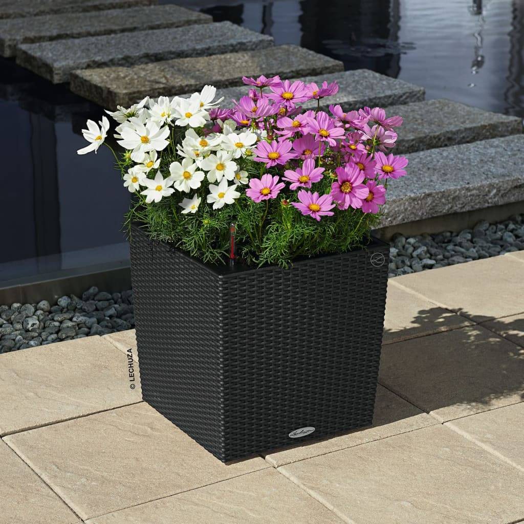 LECHUZA Bloempot Cube Cottage 40 - 39 x 39 x 40 cm - 31 L - Compleet Pakket - Graniet-1