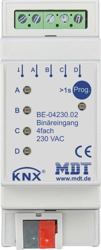 MDT BE-04230.02 - 4-Weg Binary Input Module - 2TE - DIN-Rail (BE-04230.02) 4-way-0