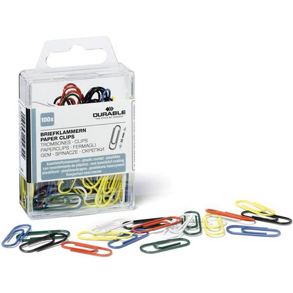 DURABLE briefklemmen 26mm geplastificeerd 100 stuks