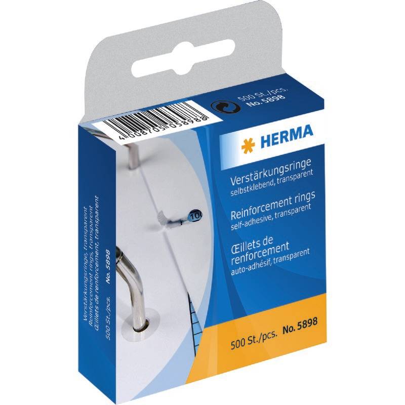 HERMA zelfklevende verstevigingsringen, ø 12, transparant, 500 stuks. Etiketten, 500 stuks.-0