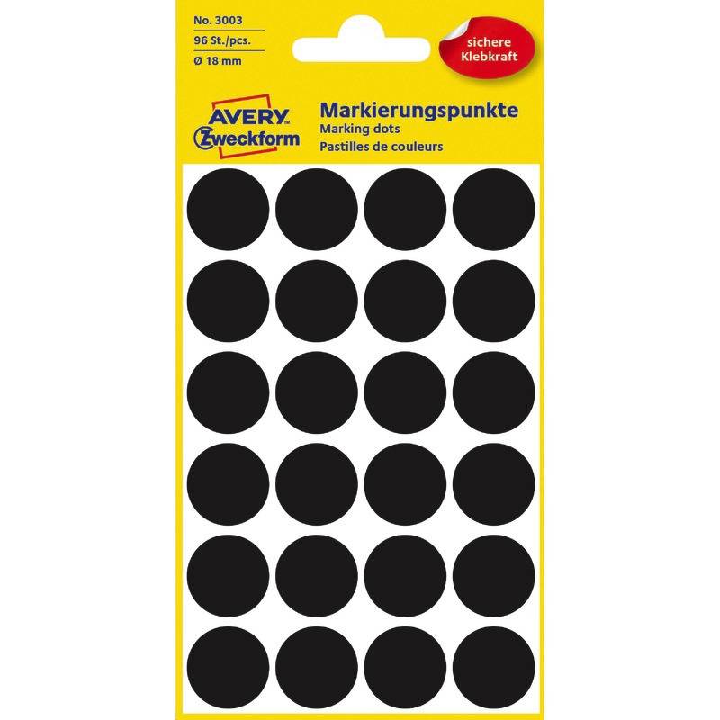 ETIK ROND DIAM.18MM ZWART 96ST-0