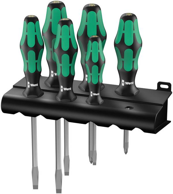 Wera 334 SK/6 Schroevendraaierset Werkplaats 6-delig Plat, Kruiskop Phillips