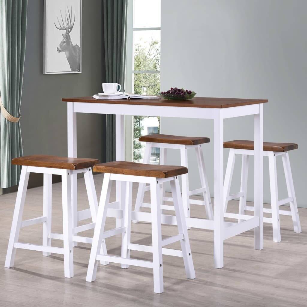 vidaXL - Bartafel- - en - krukkenset - massief - hout - 5-delig-0