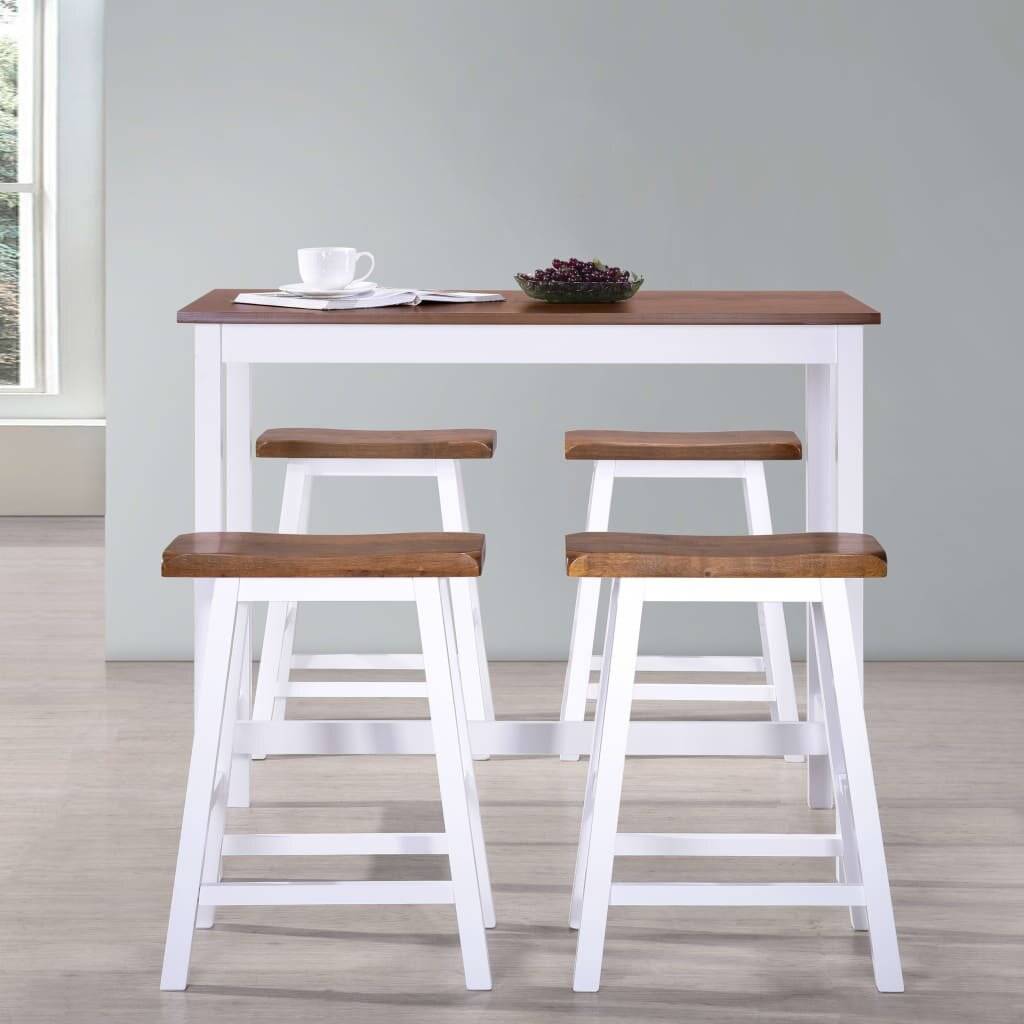 vidaXL - Bartafel- - en - krukkenset - massief - hout - 5-delig-2