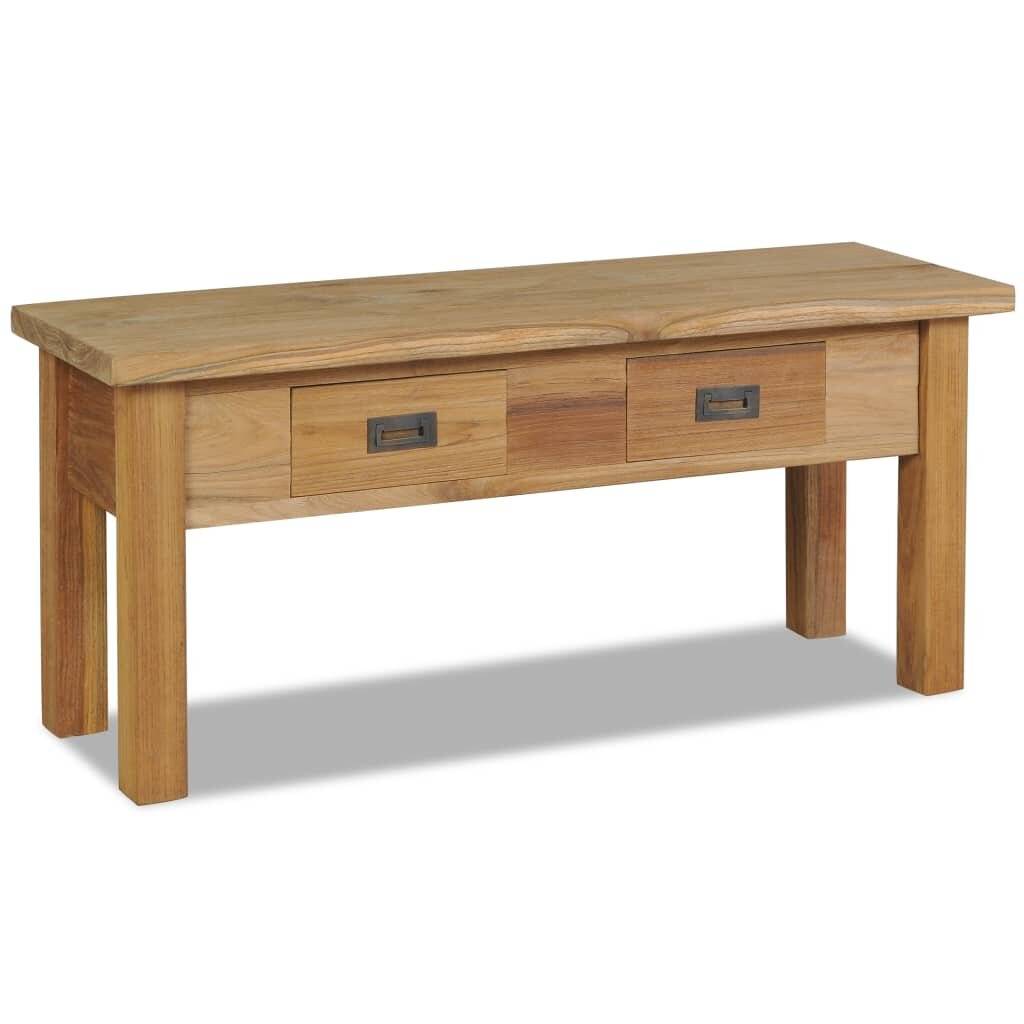 vidaXL - Halbankjeje - massief - teakhout - 90x30x40 - cm-0