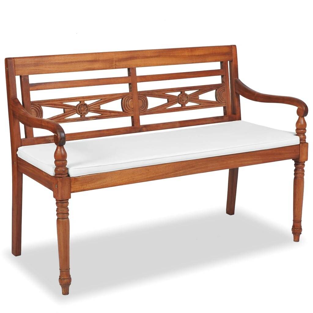 vidaXL - Bank - Batavia - met - kussens - 120 - cm - teakhout-5