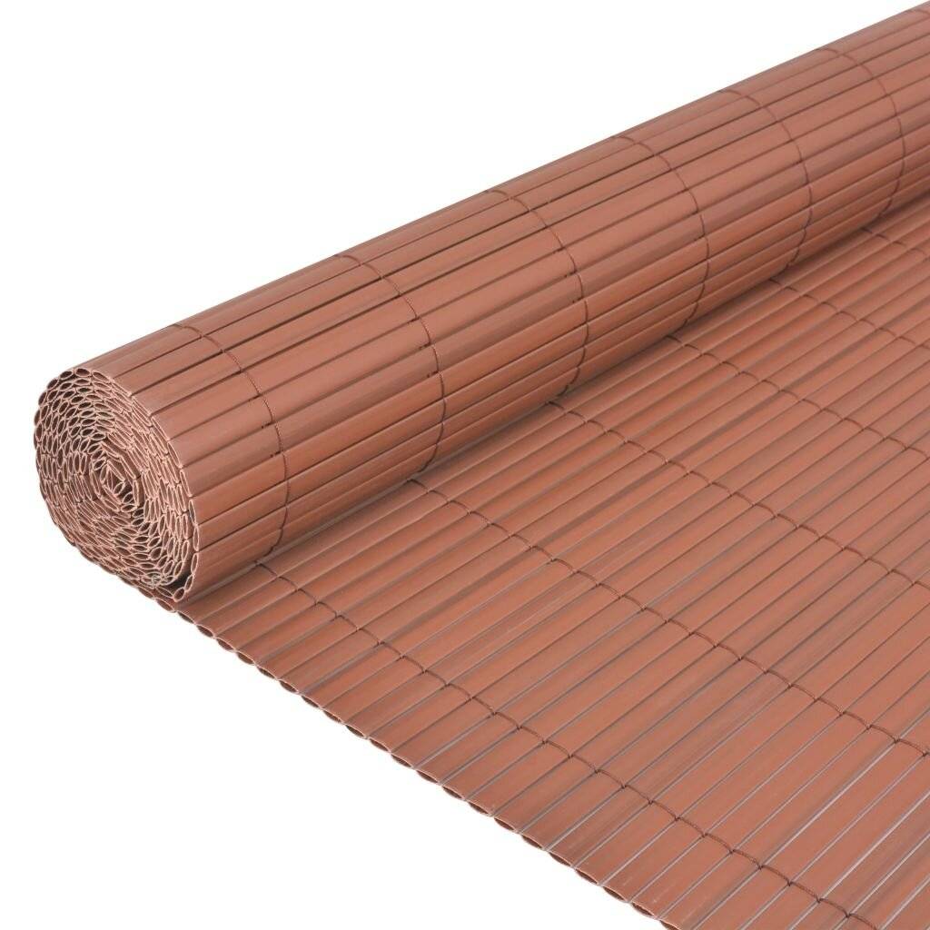 vidaXL - Tuinafscheiding - dubbelzijdig - 90x500 - cm - PVC - bruin-3
