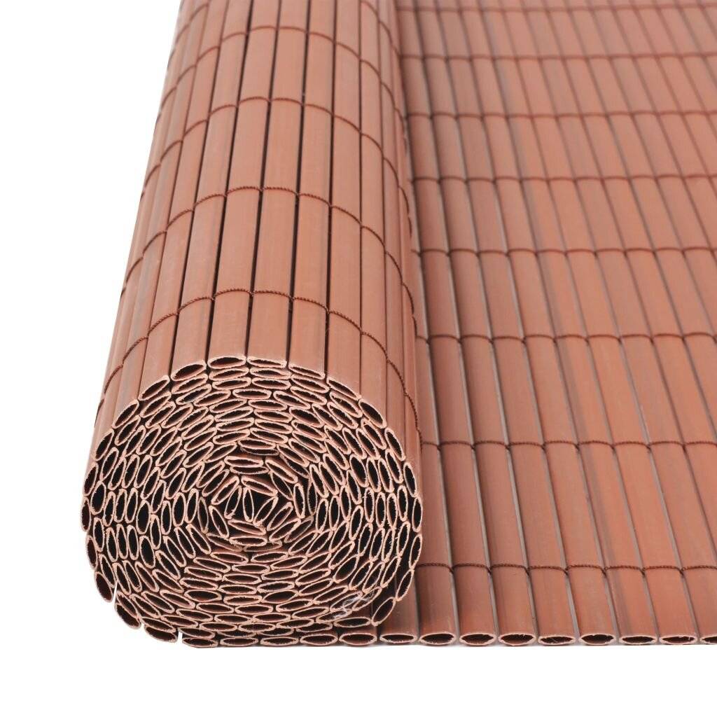 vidaXL - Tuinafscheiding - dubbelzijdig - 90x500 - cm - PVC - bruin-4