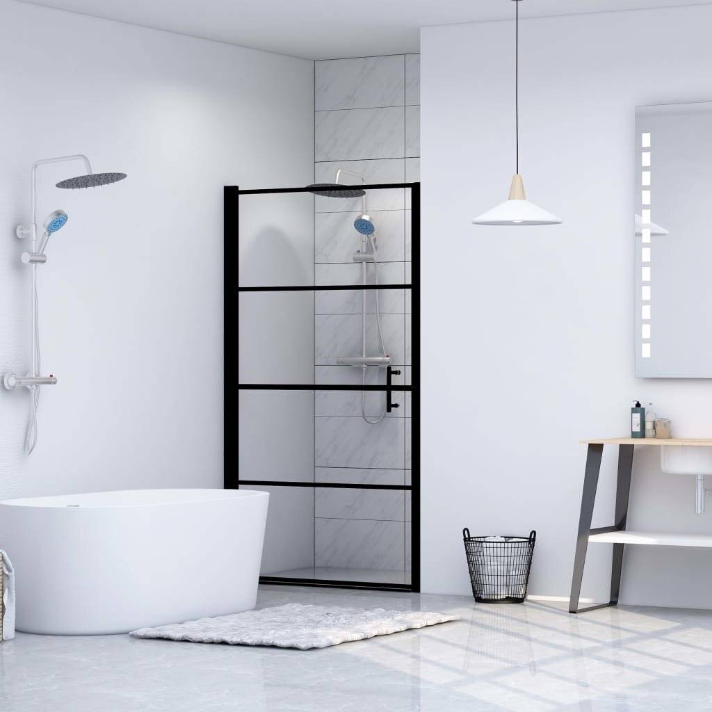 VidaXL Douchedeur 100x178 cm gehard glas zwart-5