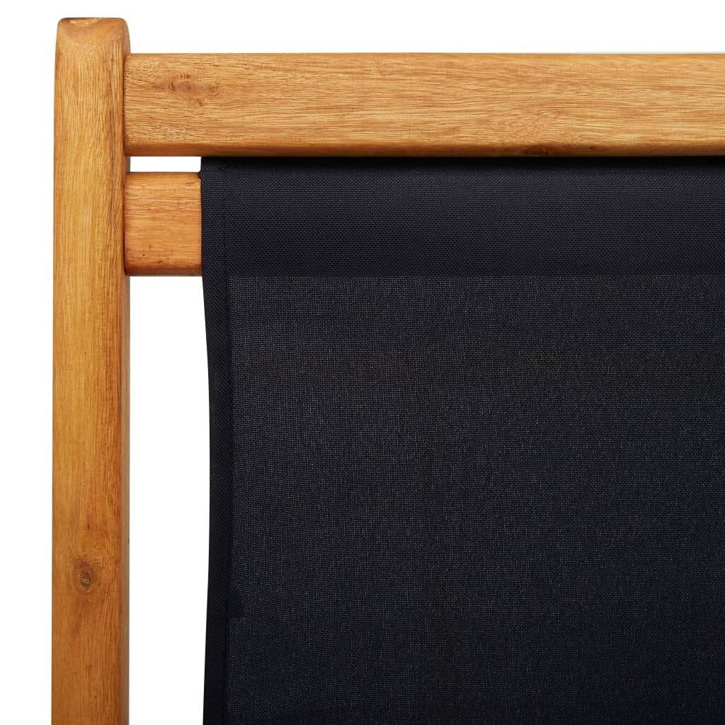 vidaXL - Strandstoel - inklapbaar - eucalyptushout - en - stof - zwart-6