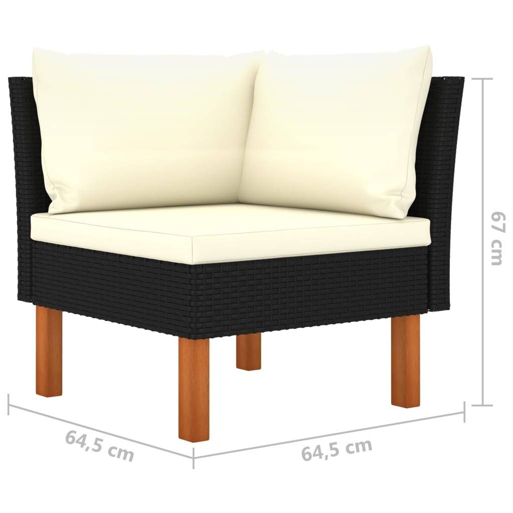 vidaXL - Hoekbanken - 2 - st - poly - rattan - en - massief - eucalyptushout-6