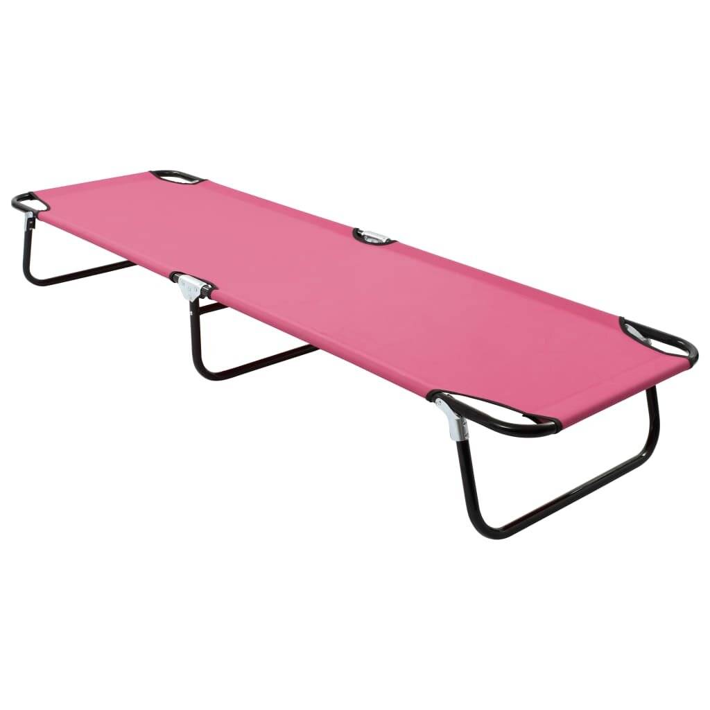 vidaXL - Ligbed - inklapbaar - staal - roze-0