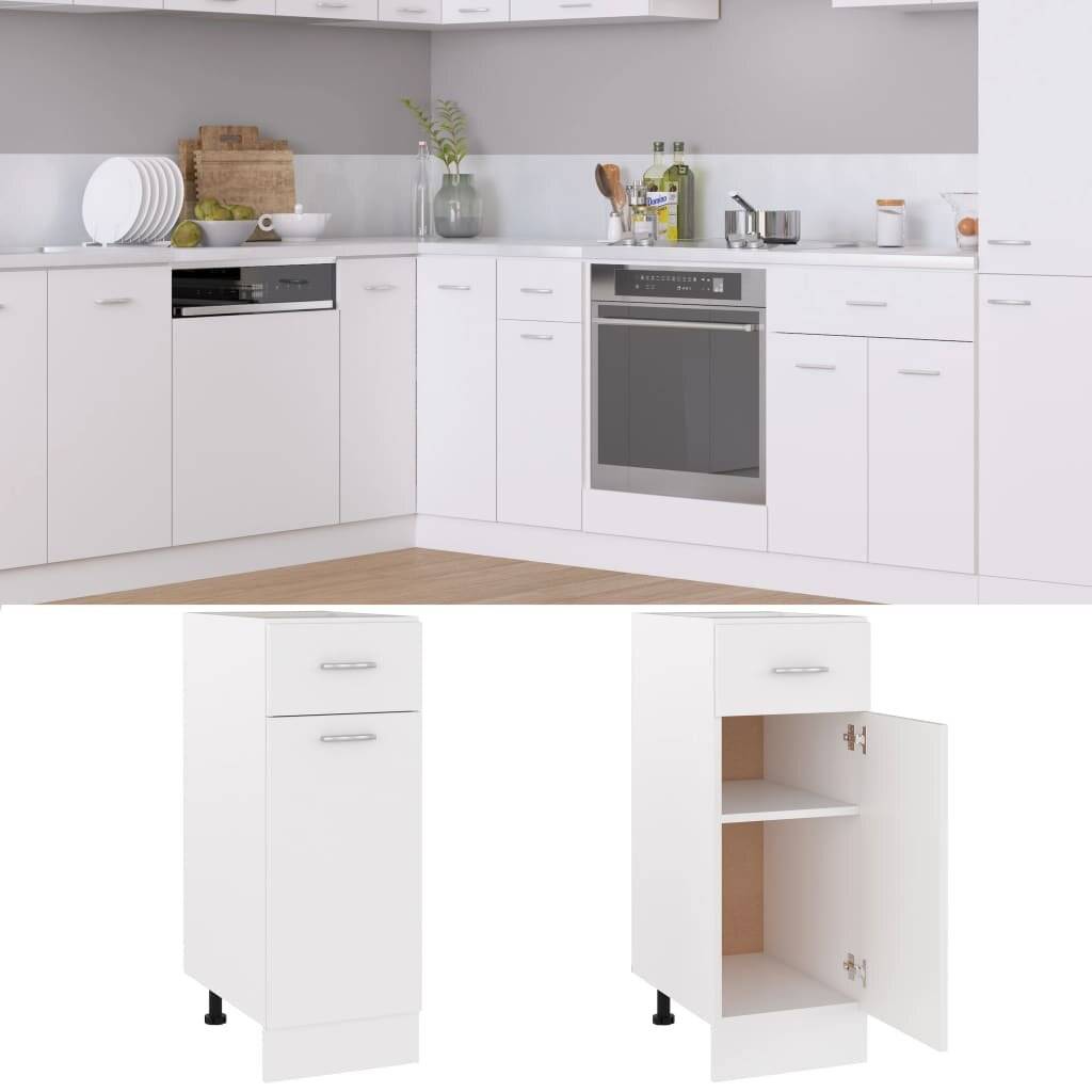 vidaXL - Onderkast - met - lade - 30x46x81,5 - cm - bewerkt - hout - wit-1