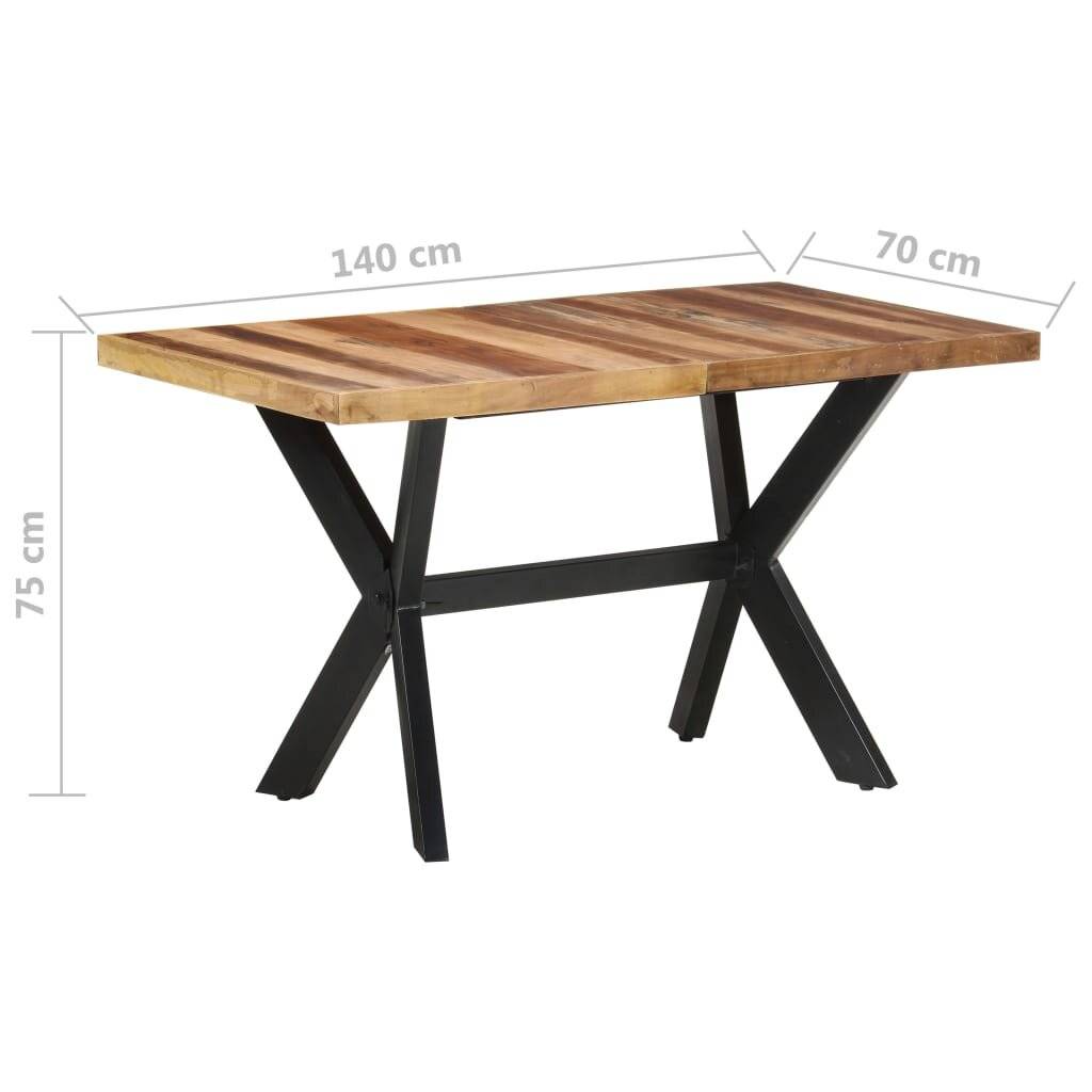vidaXL - Eettafel - 140x70x75 - cm - massief - hout - met - honingkleurige - afwerking-5