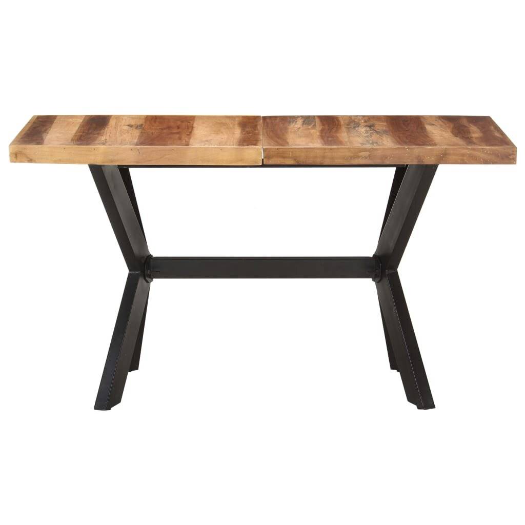 vidaXL - Eettafel - 140x70x75 - cm - massief - hout - met - honingkleurige - afwerking-1