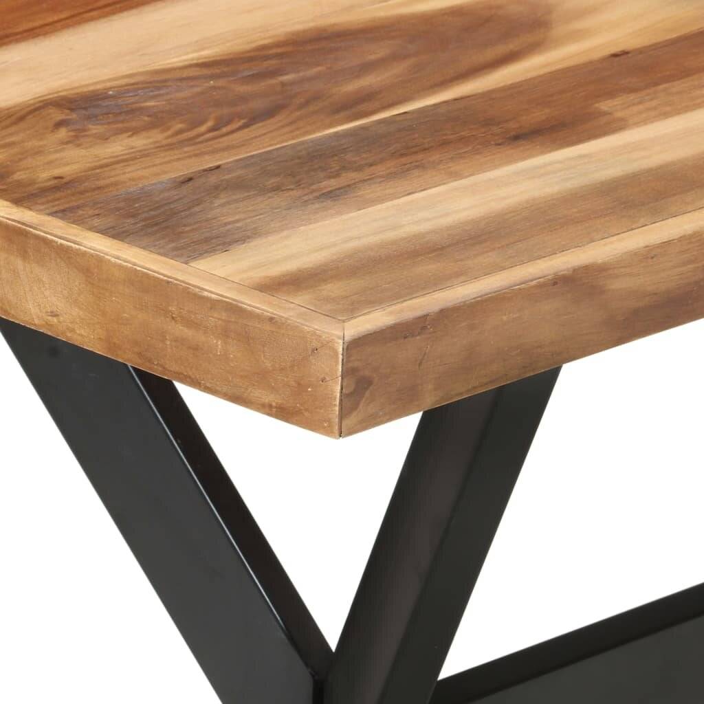 vidaXL - Eettafel - 140x70x75 - cm - massief - hout - met - honingkleurige - afwerking-4