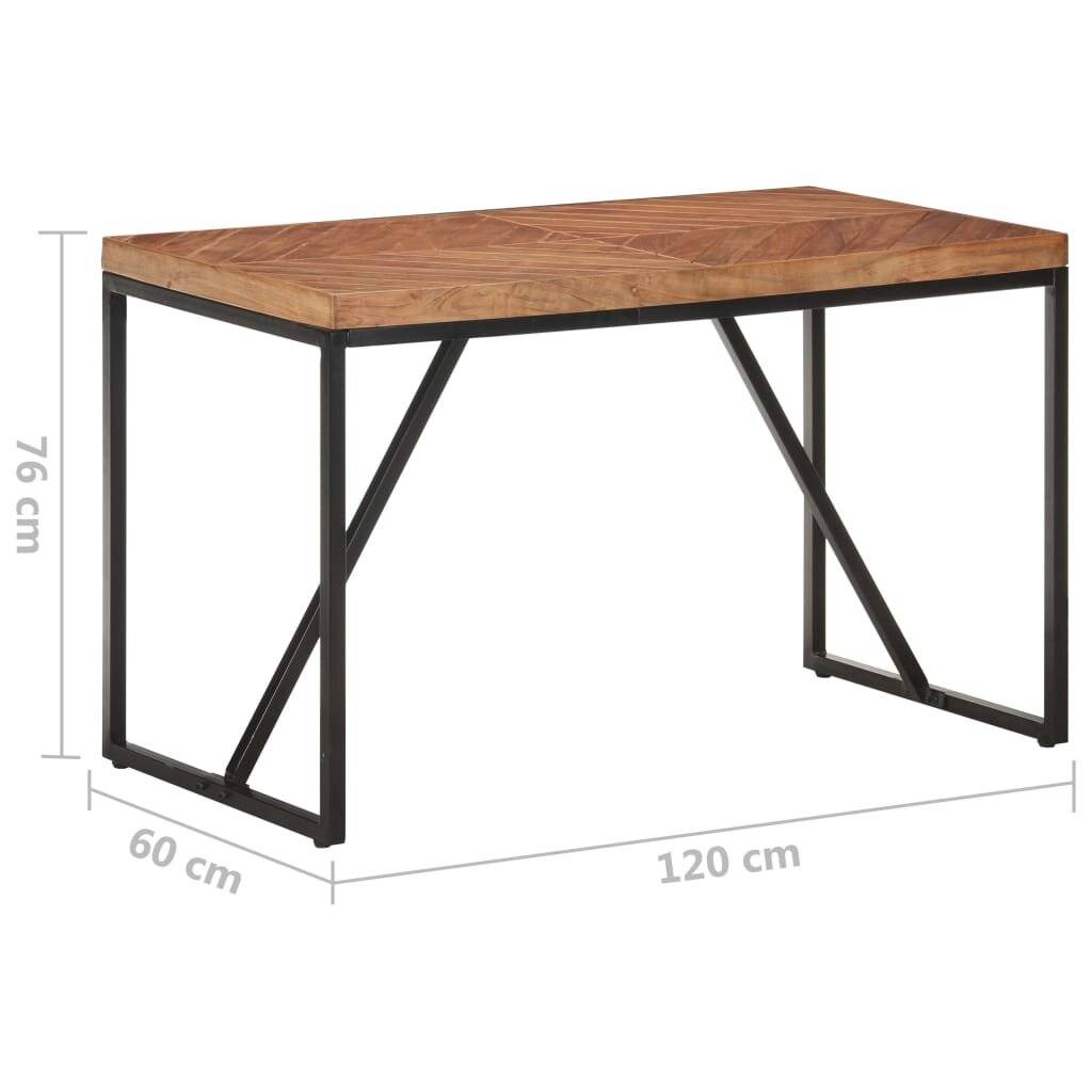vidaXL - Eettafel - 120x60x76 - cm - massief - acaciahout - en - mangohout-6