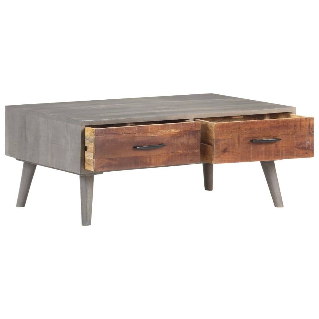 vidaXL - Salontafel - 100x60x40 - cm - massief - ruw - mangohout - grijs-1