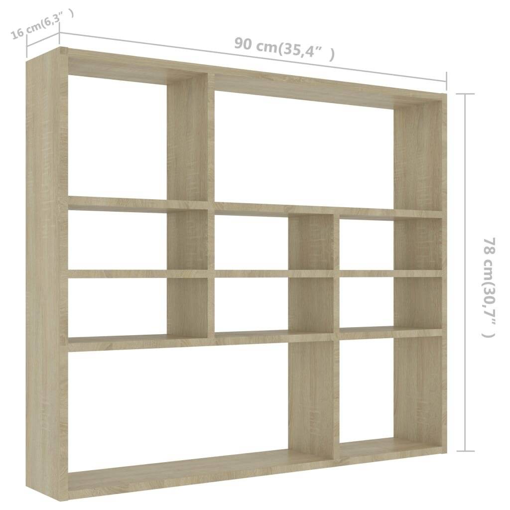 vidaXL - Wandschap - 90x16x78 - cm - spaanplaat - sonoma - eikenkleurig-5