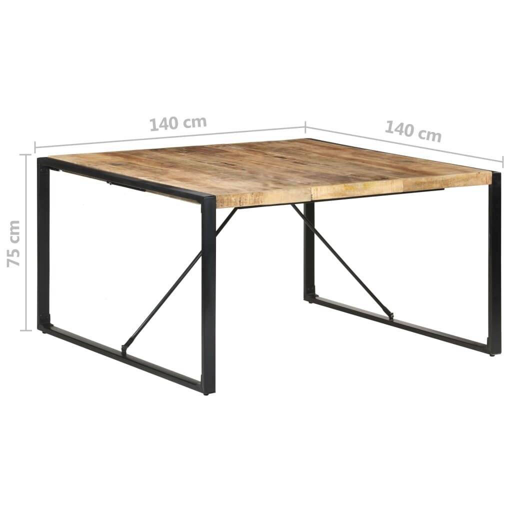 vidaXL - Eettafel - 140x140x75 - cm - ruw - mangohout-5