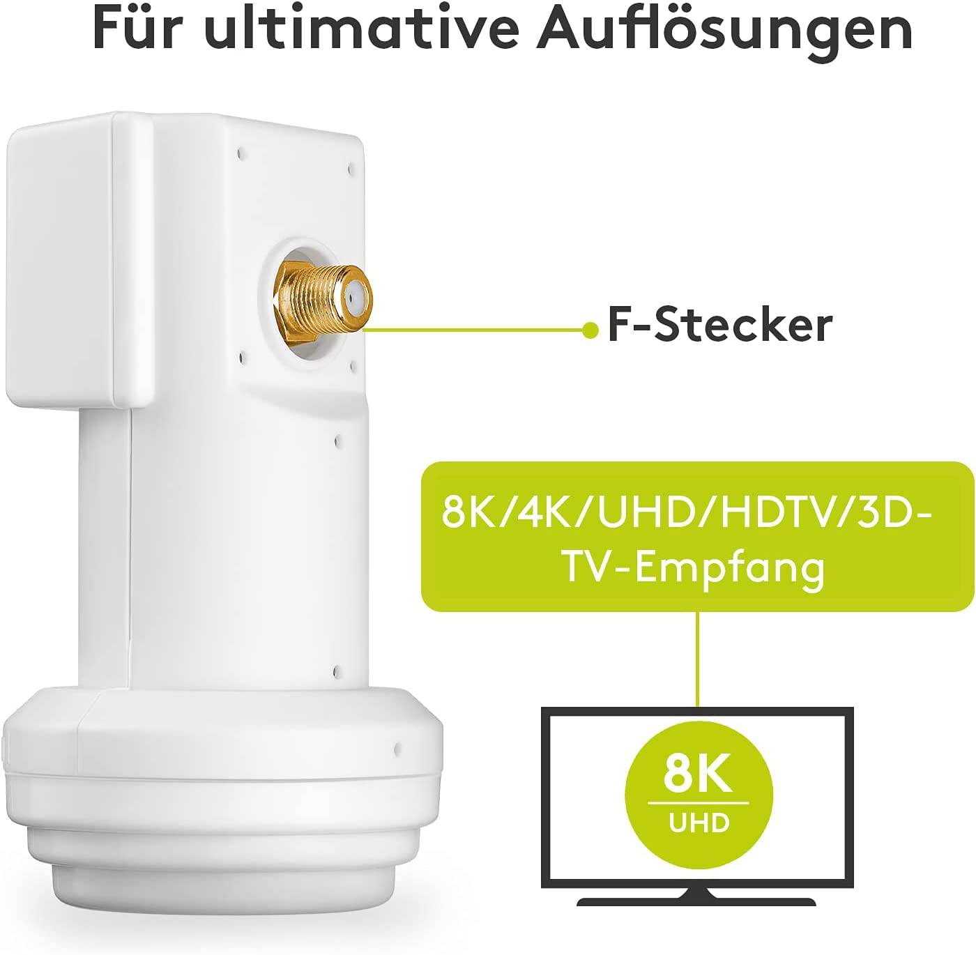 Goobay Goobay 67269 Universal Single LNB 1x Teilnehmer 8K SAT LNB digital SAT Verteiler Single-LNB Aantal gebruikers: 1 -3
