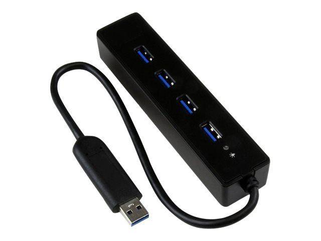 StarTech.com 4-poorts USB 3.0-hub met feitelijke kabel - Supersnelle USB-hub voor laptops - Draagbare USB-splitter - Min-3