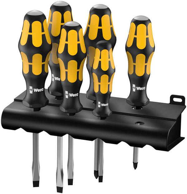 Wera 932/918/6 Schroevendraaierset Werkplaats 6-delig Plat, Kruiskop Pozidriv