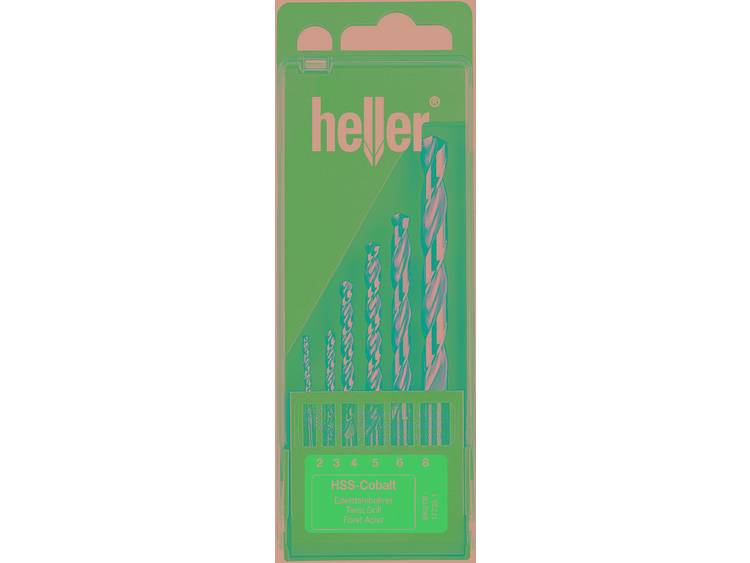 Heller HSS Metaal-spiraalboorset 6-delig 2 mm, 3 mm, 4 mm, 5 mm, 6 mm, 8 mm kobalt DIN 338 Cilinders