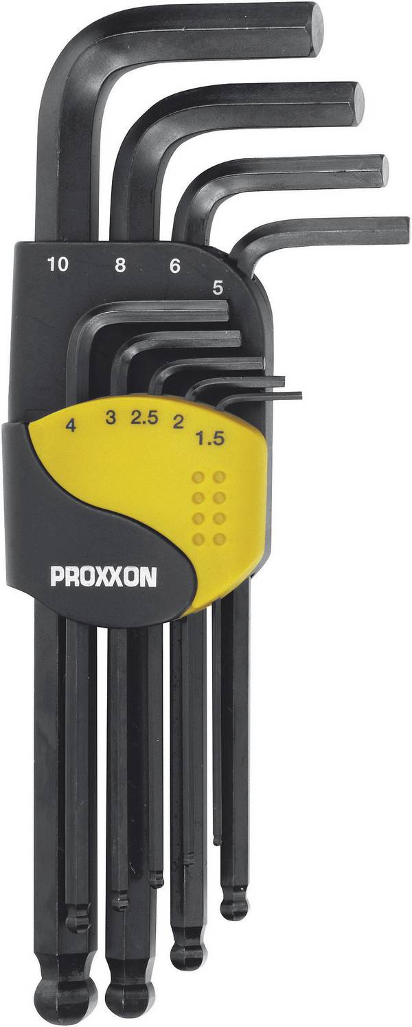 Proxxon Micromot  Inbus Haakse schroevendraaierset 1.5 mm, 2 mm, 2.5 mm, 3 mm, 4 mm, 5 mm, 6 mm, 8 mm, 10 mm   9-delig