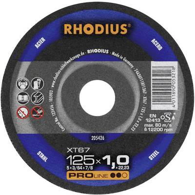Rhodius XT67 205600 Doorslijpschijf recht 125 mm 1 stuk(s) Staal