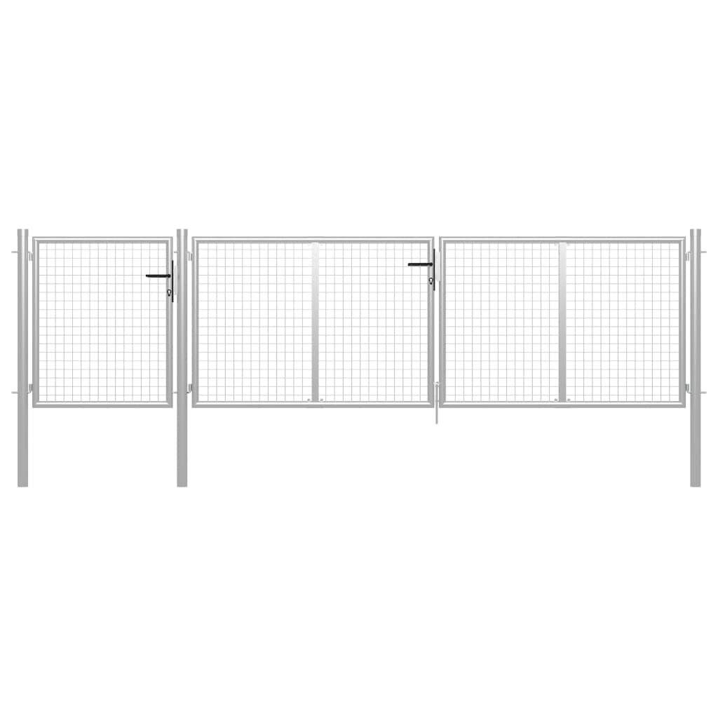 vidaXL - Poort - 400x100 - cm - staal - zilverkleurig-5