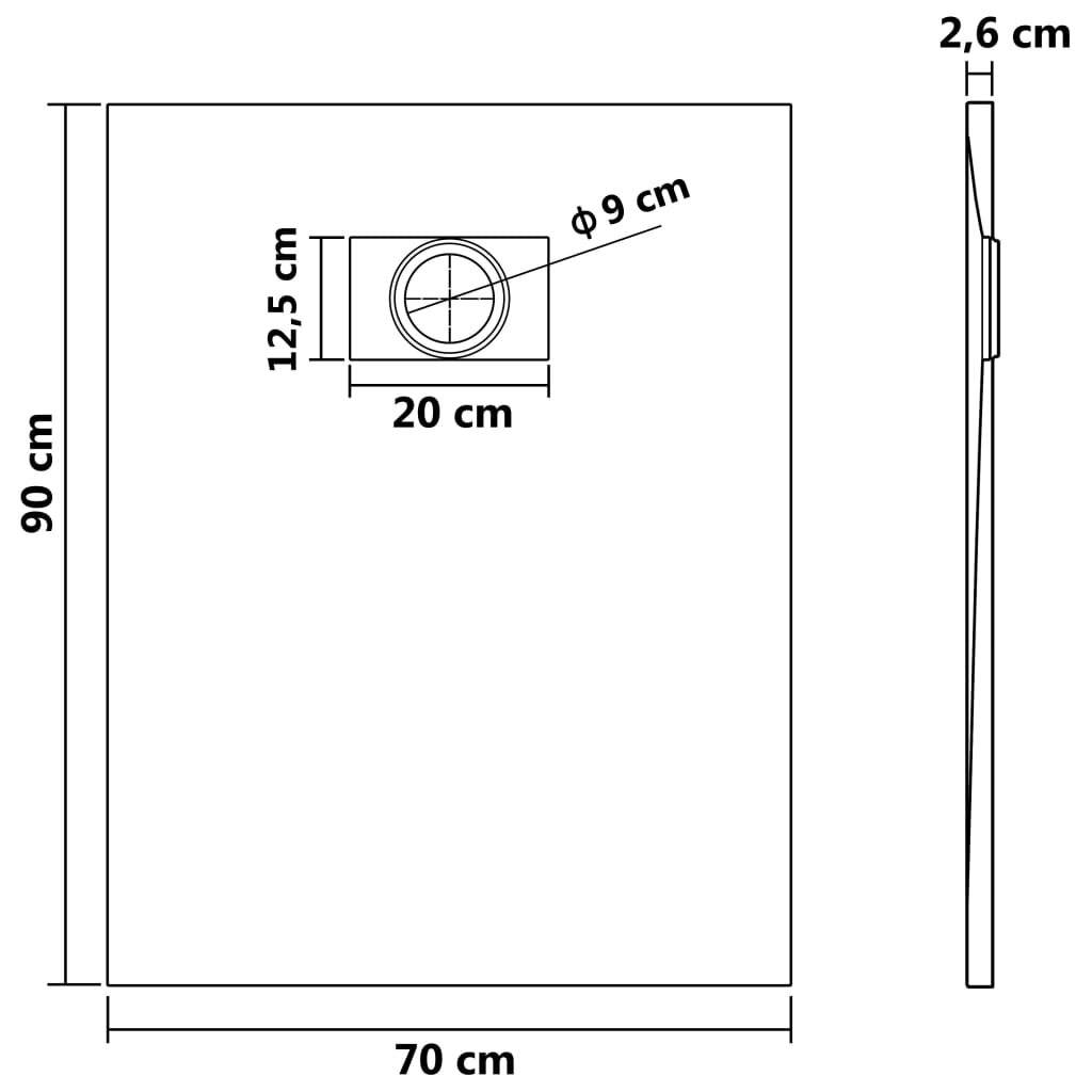 Symboolafbeelding voor Vidaxl douchebak 90x70 cm smc grijs 87202861914468720286191446