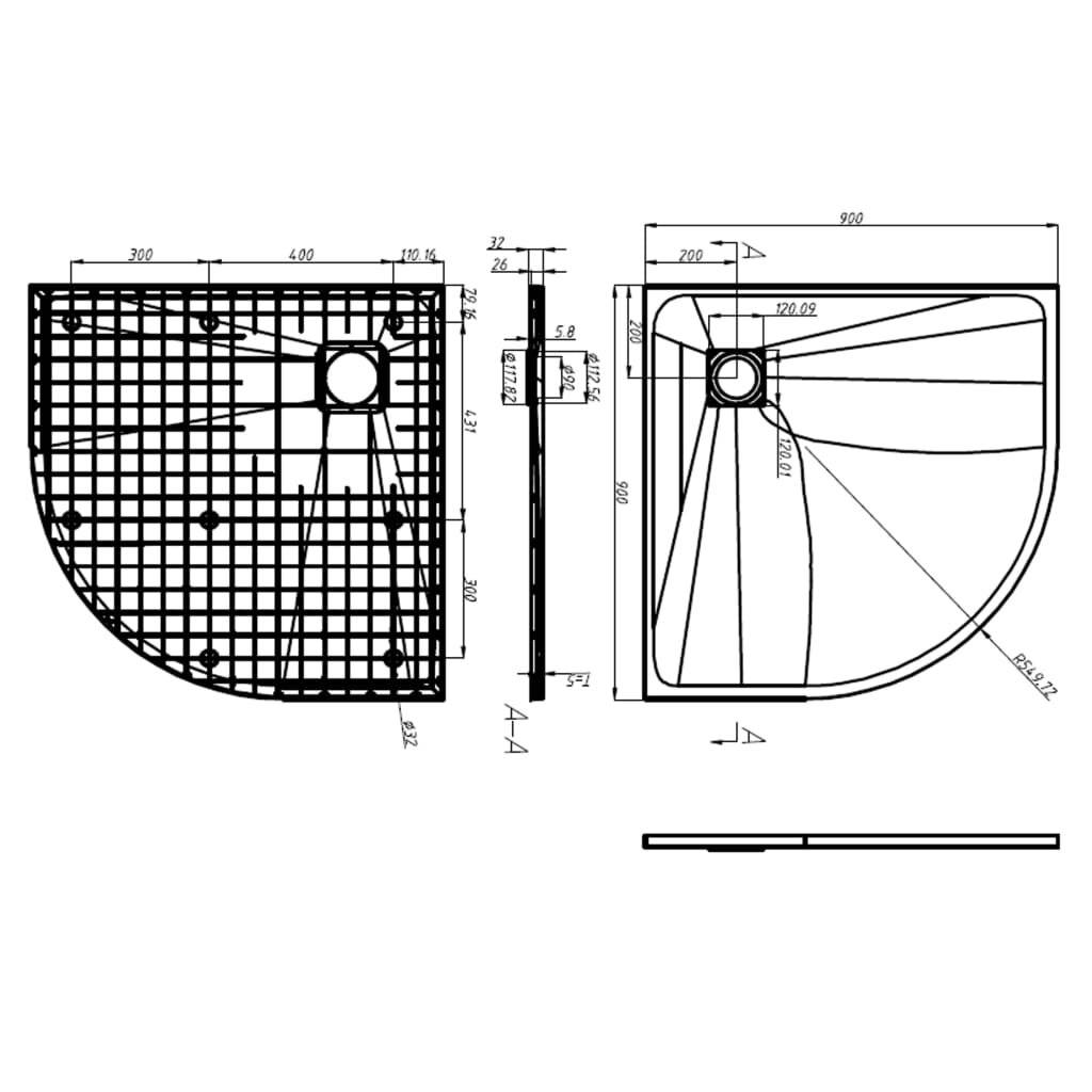 Symboolafbeelding voor vidaXL - Douchebak - 90x90 - cm - SMC - zwart