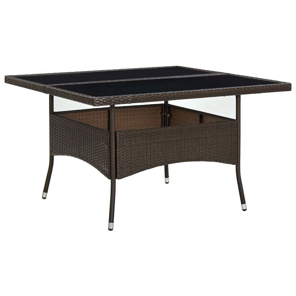 vidaXL - Tuintafel - poly - rattan - en - glas - bruin-5