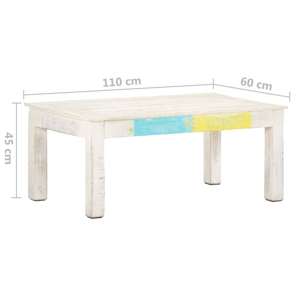 vidaXL - Salontafel - 110x60x45 - cm - massief - mangohout - wit-5