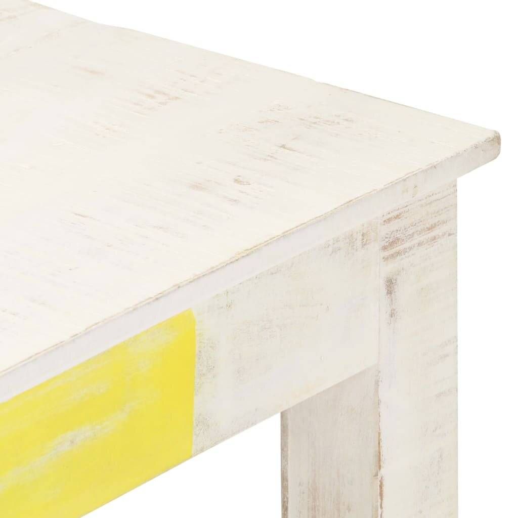 vidaXL - Salontafel - 110x60x45 - cm - massief - mangohout - wit-4