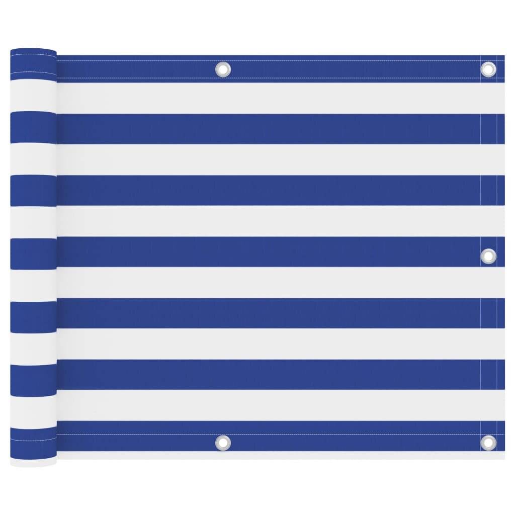 vidaXL - Balkonscherm - 75x500 - cm - oxford - stof - wit - en - blauw-5