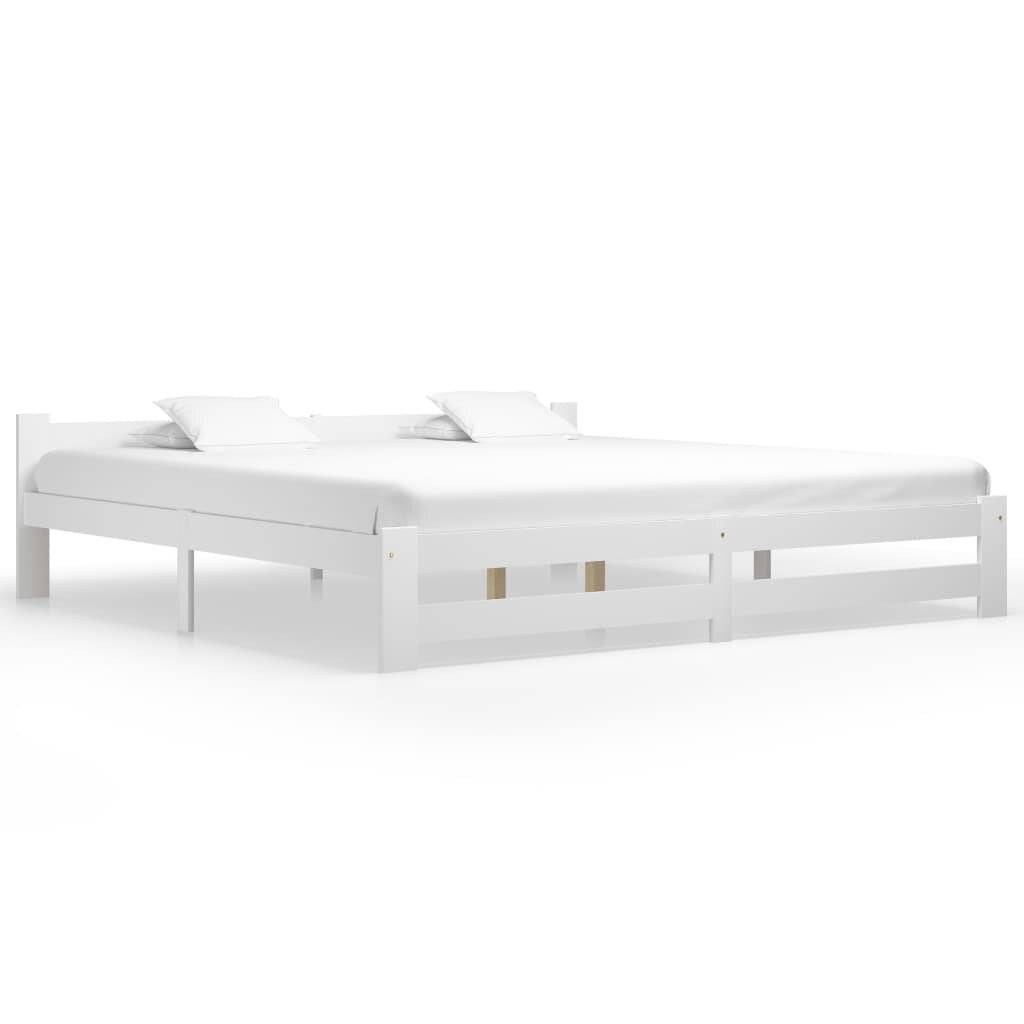 vidaXL - Bedframe - massief - grenenhout - wit - 200x200 - cm-0