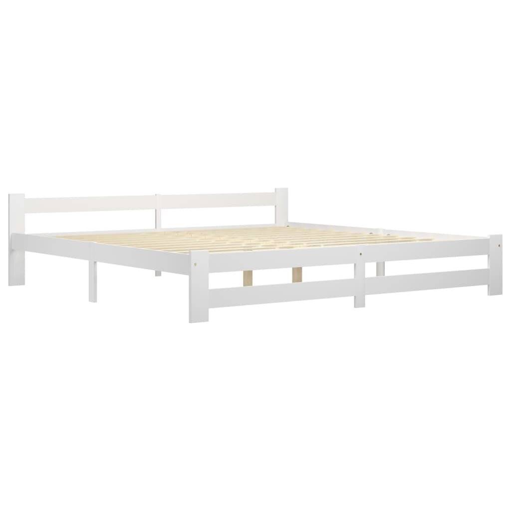 vidaXL - Bedframe - massief - grenenhout - wit - 200x200 - cm-2