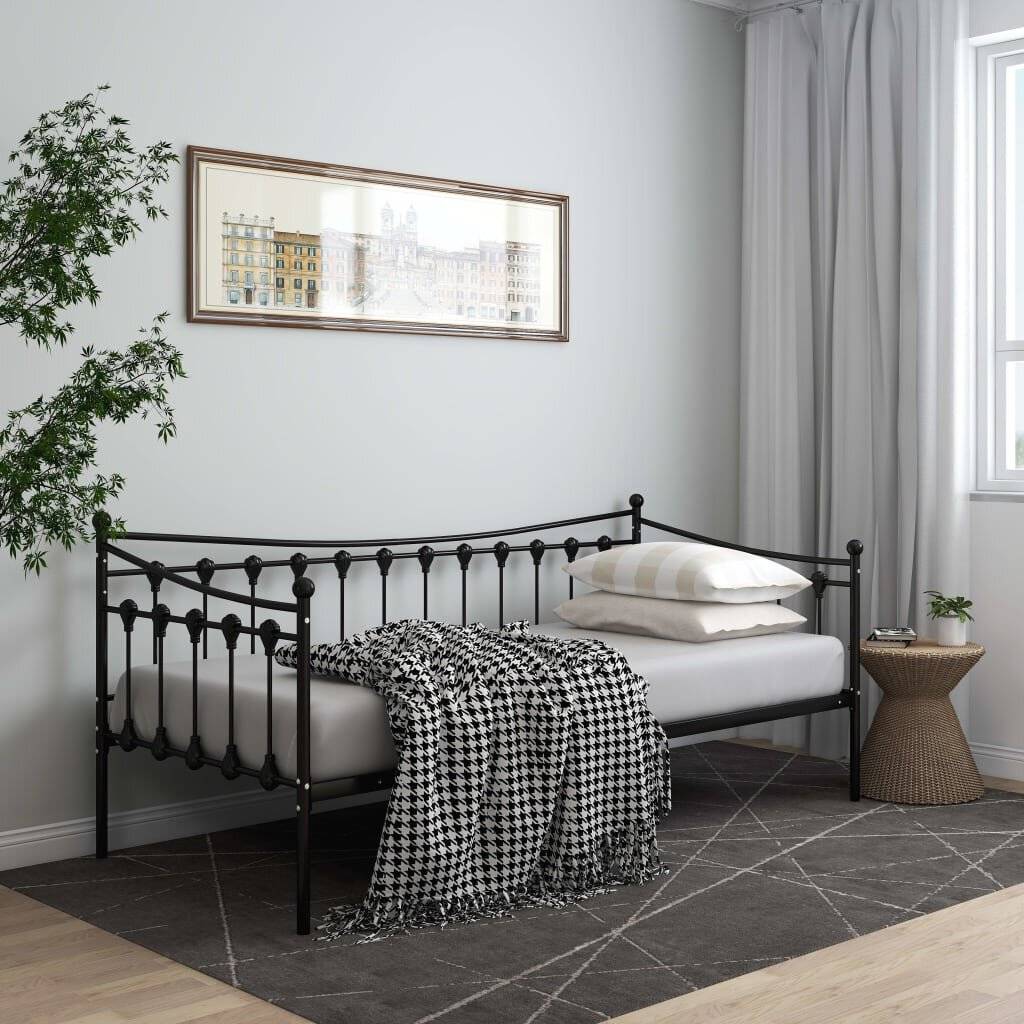 vidaXL - Slaapbankframe - metaal - zwart - 90x200 - cm-3