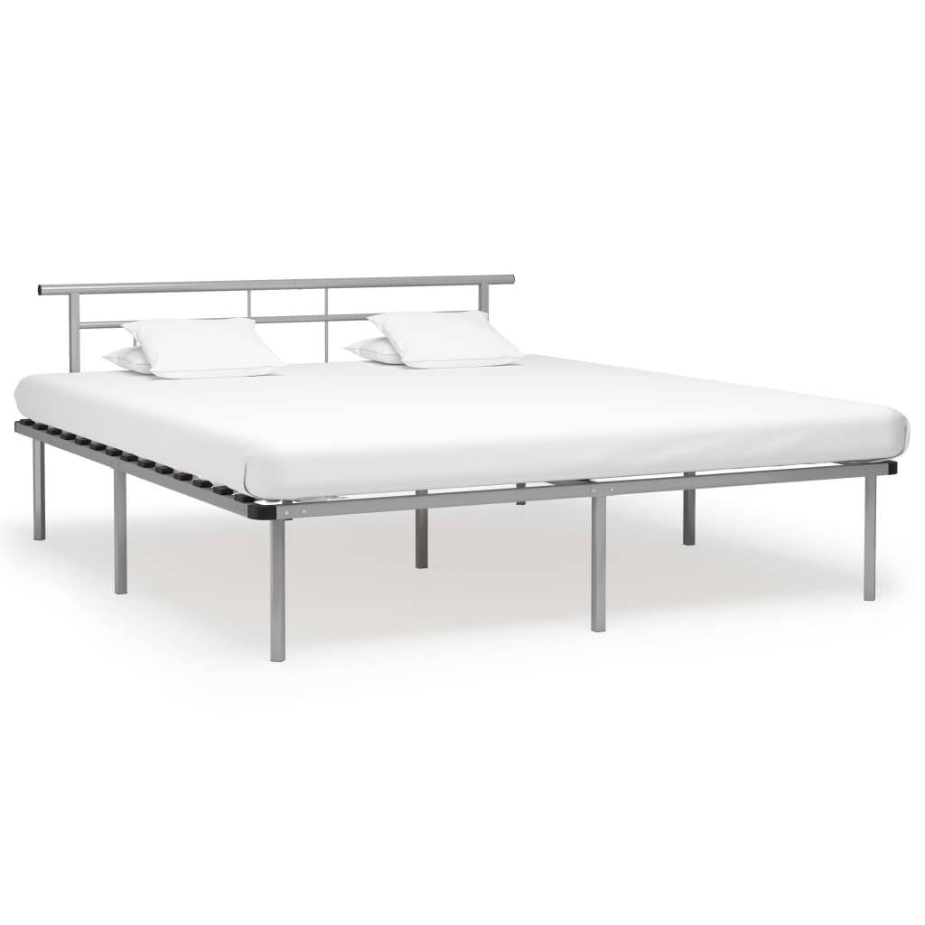 vidaXL - Bedframe - metaal - grijs - 200x200 - cm