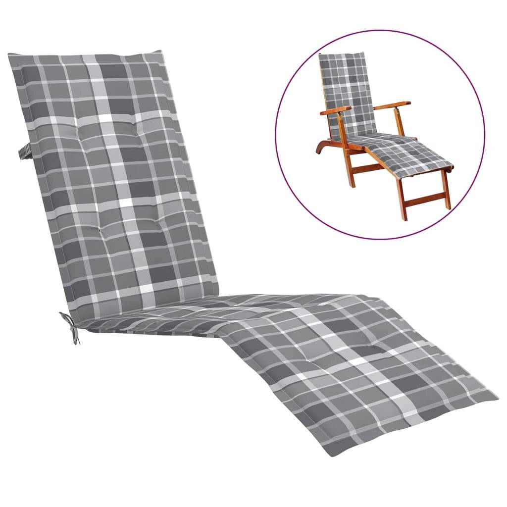 VidaXL Terrasstoelkussen ruitpatroon (75+105)x50x4 cm grijs-5