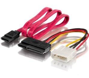Voorzie voedingskabel SATA 15+7pin Bu > 4pin+SATA 7pin St/B polybag-1