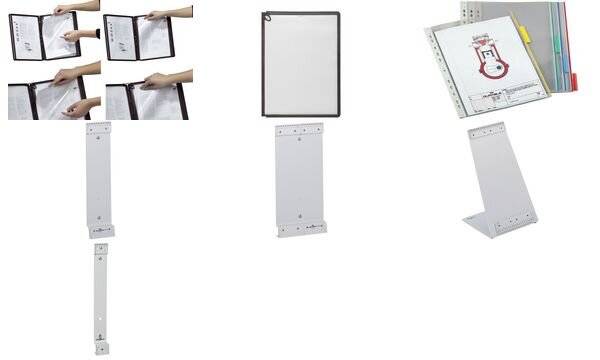 Duurzame wandhouder voor presentatieborden, grijs, voor 10 borden A4 73x322 mm-9