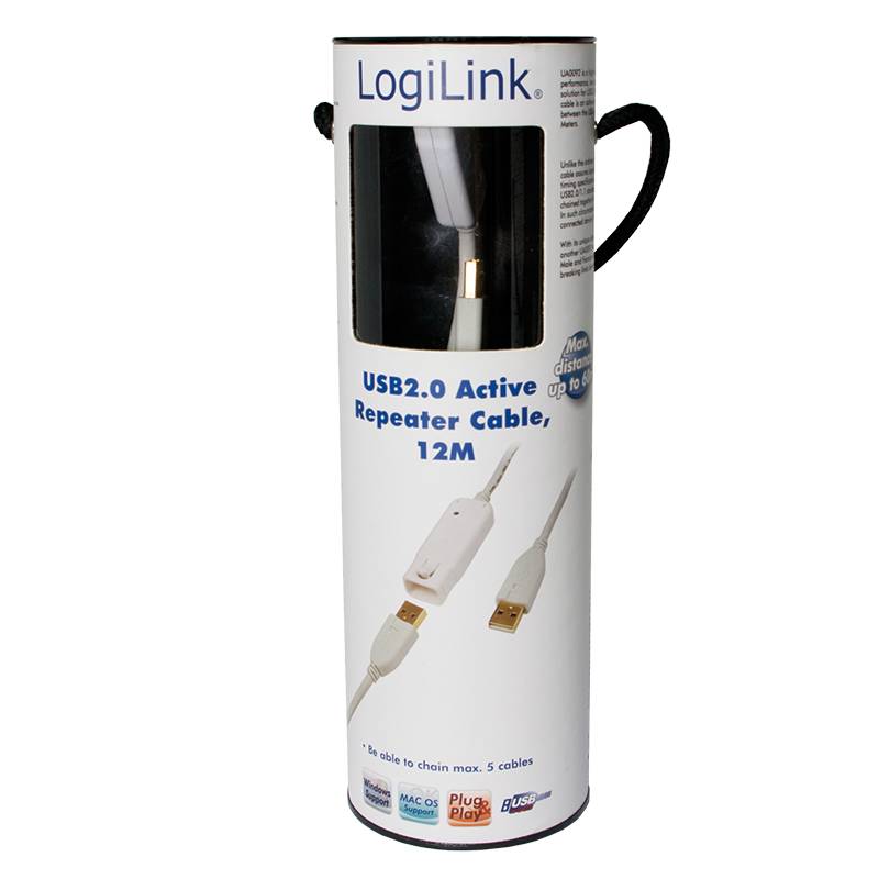 Logilink USB-kabel A -> A St/Bu 12,00 m verlengkabel wit-1