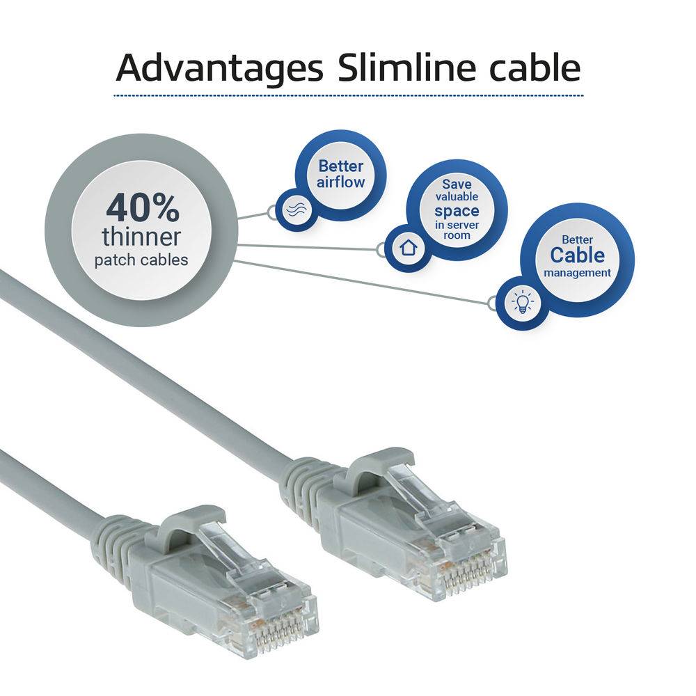 ACT DC9000 LSZH U/UTP CAT6 Datacenter Slimline Patchkabel Snagless | RJ45 connectoren | Grijs | 50 cm-3