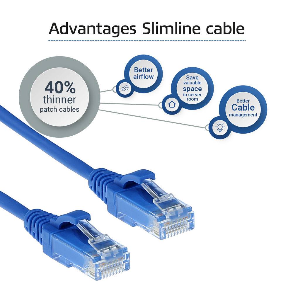 ACT DC9600 LSZH U/UTP CAT6 Datacenter Slimline Patchkabel Snagless | RJ45 Connectoren | Blauw | 50 cm-3