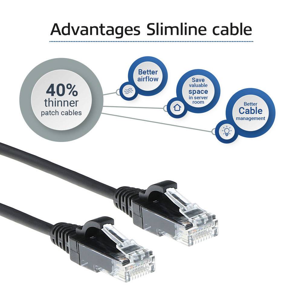ACT DC9905 LSZH U/UTP CAT6 Datacenter Slimline Patchkabel Snagless | RJ45 Connectoren | Zwart | 5 meter-3